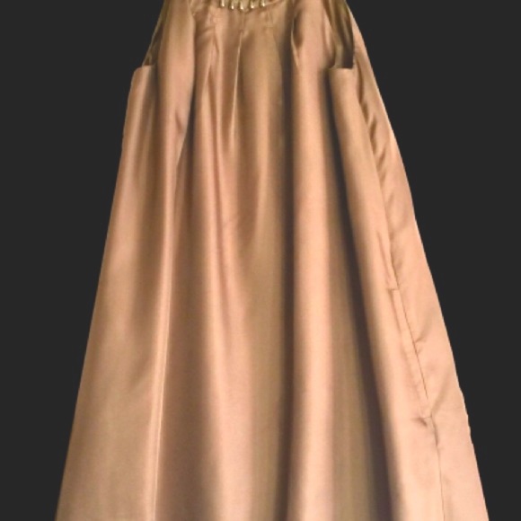 TWELVE LAYERS beaded neck sleeveless Gold satin swing mini XS - Picture 7 of 8